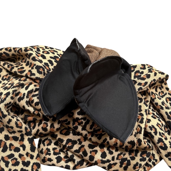 St John Separates Leopard Cheetah Animal Wool Cardigan Sweater Dress Womens L - Picture 9 of 12